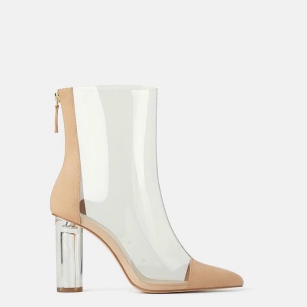 Zara Clear Heel Bootie  Size 39